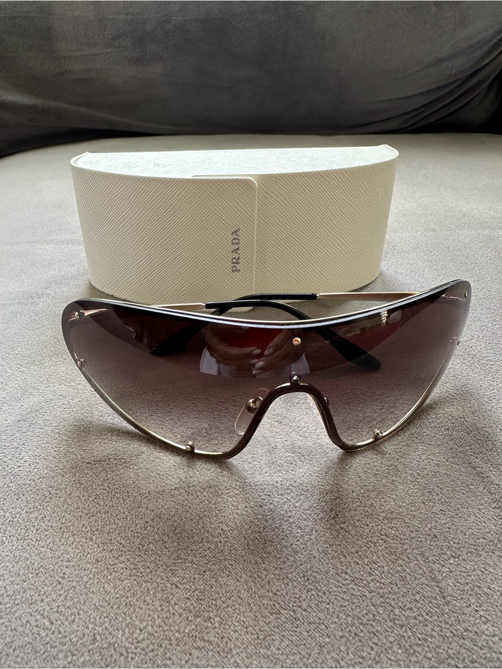 Prada Brown Gradient Shield Sunglasses